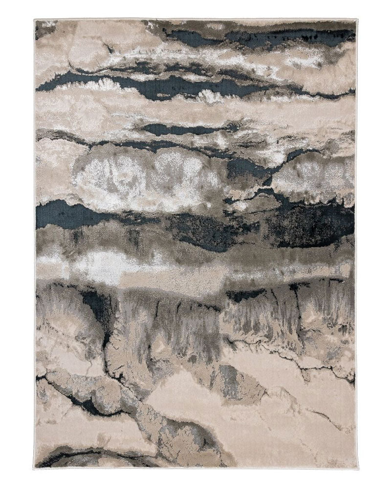 AURORA AU05 QUARTZ BEIGE SILVER CHARCOAL GREY ABSTRACT MARBLE RUG