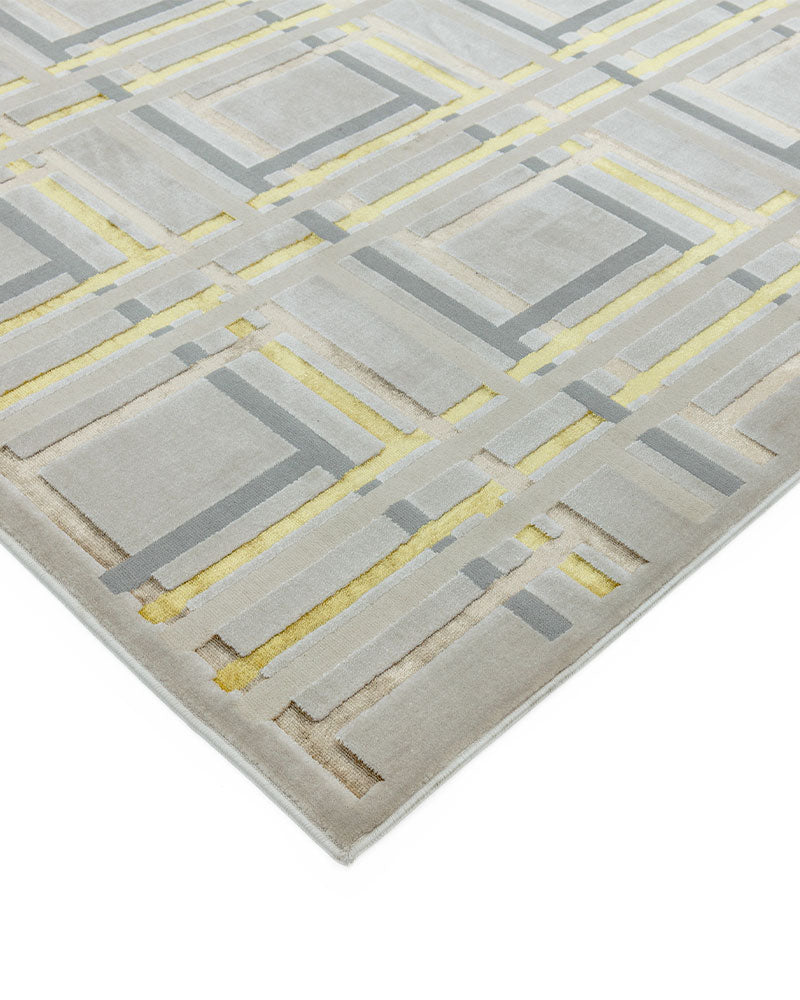 AURORA AU15 ELEXUS GEOMETRIC METALLIC GOLD GREY RUG