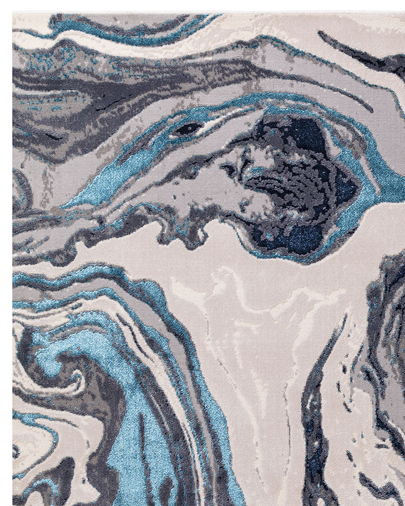 AURORA AU18 OCEAN BLUE TURQUOISE METALLIC ABSTRACT RUG