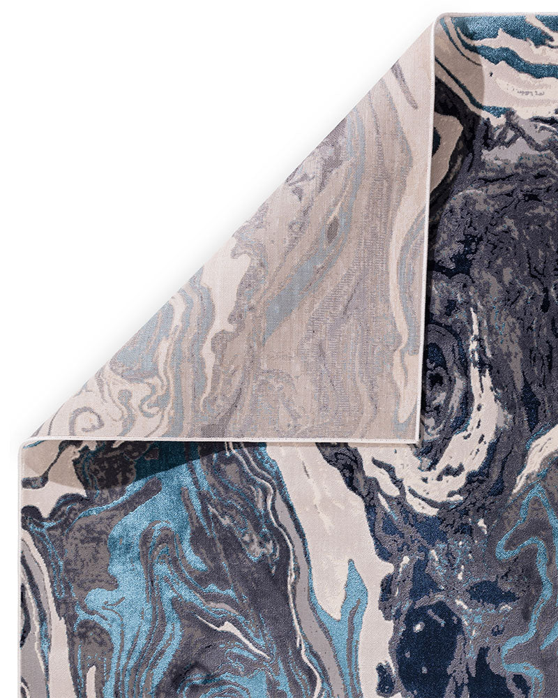 AURORA AU18 OCEAN BLUE TURQUOISE METALLIC ABSTRACT RUG