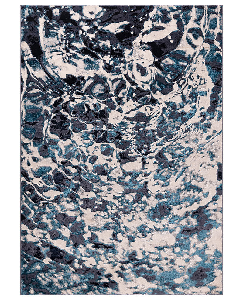 AURORA AU21 FOAM NAVY BLUE ABSTRACT METALLIC RUG