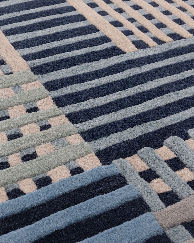 ASPECT BLUE MULTI BASKETWEAVE WOOL RUG