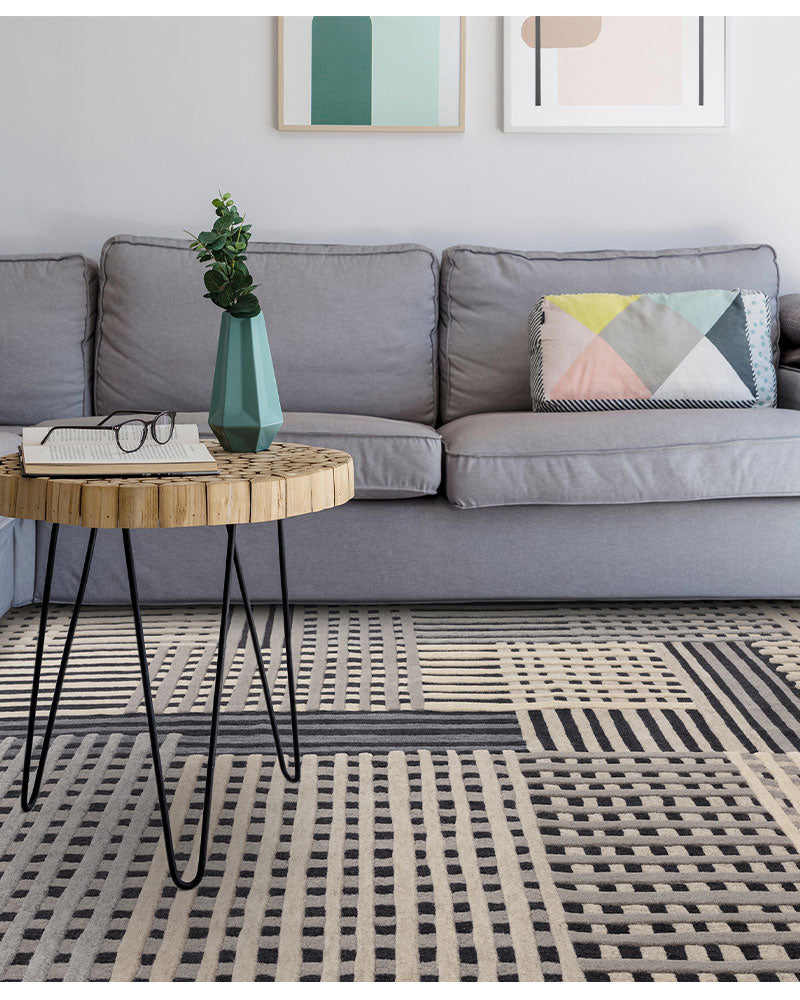 ASPECT GREY MULTI BASKETWEAVE WOOL RUG