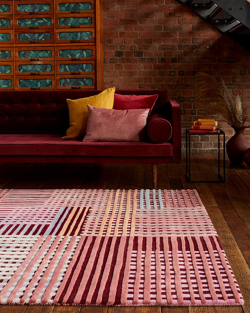 ASPECT RED MULTI BASKETWEAVE WOOL RUG