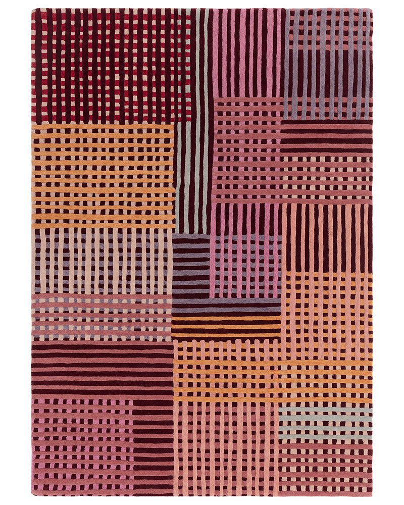 ASPECT RED MULTI BASKETWEAVE WOOL RUG