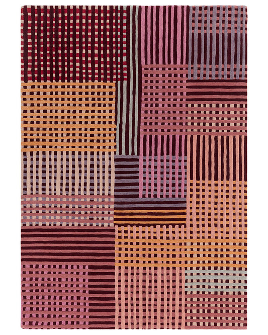 ASPECT RED MULTI BASKETWEAVE WOOL RUG