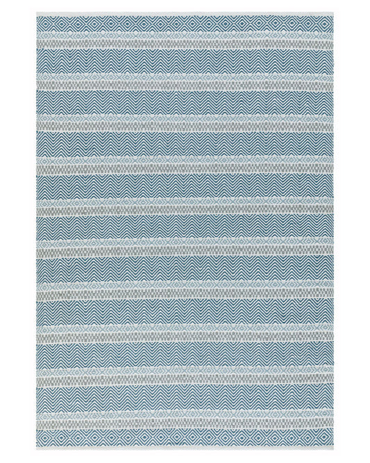 BOARDWALK BLUE STRIPE INDOOR OUTDOOR FLATWEAVE RUG