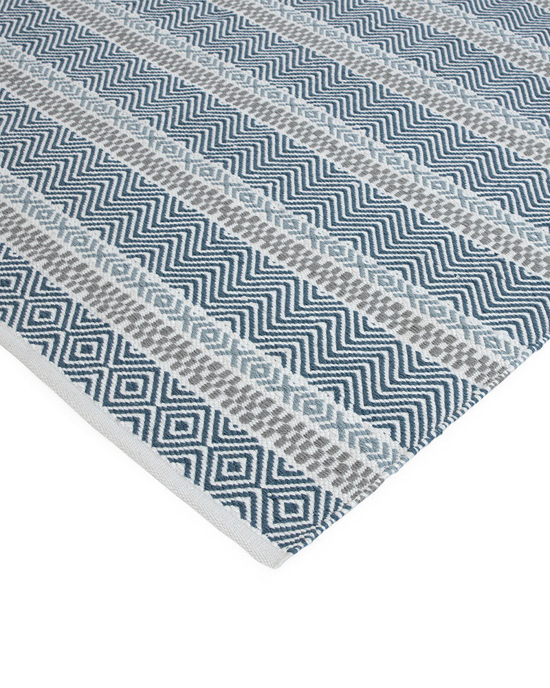 BOARDWALK BLUE STRIPE INDOOR OUTDOOR FLATWEAVE RUG