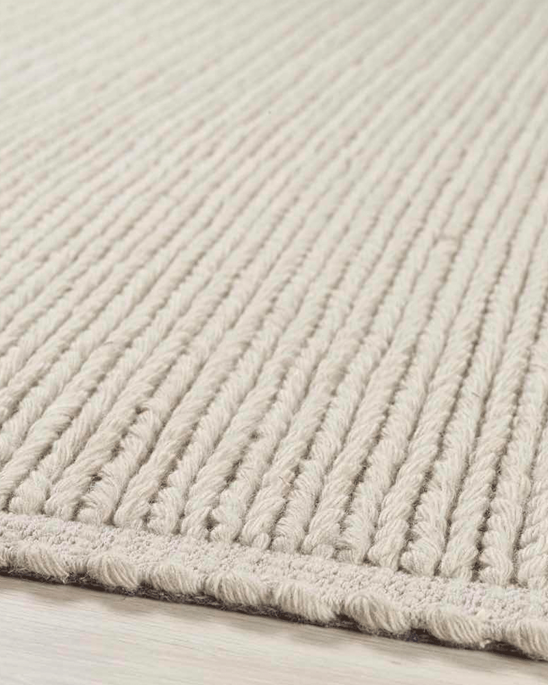 CABLE KNITTED WOOL RUG NATURAL