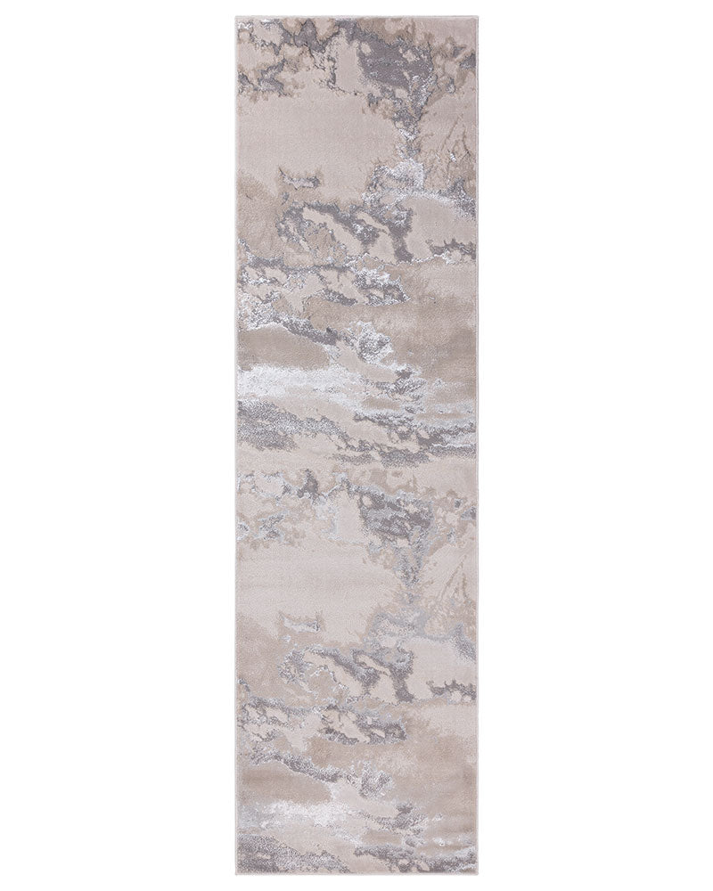 AURORA AU02 CLOUD BEIGE SILVER GREY METALLIC RUNNER 66X240CM