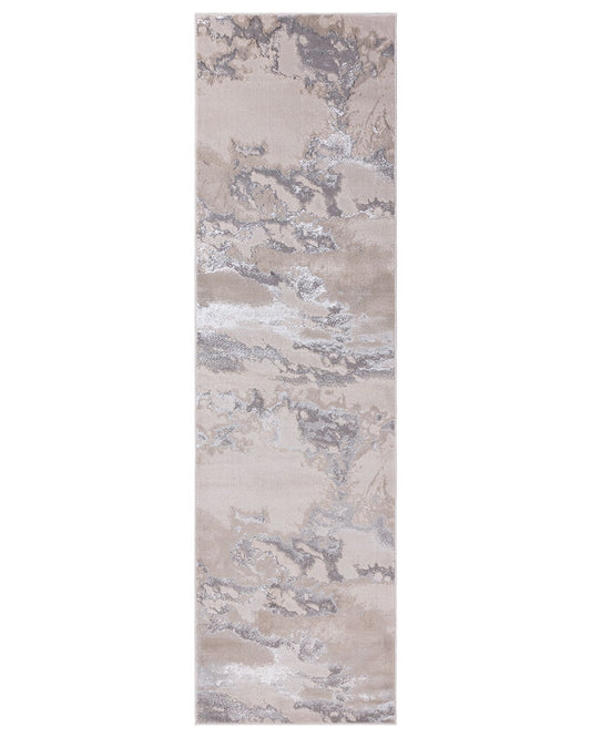 AURORA AU02 CLOUD BEIGE SILVER GREY METALLIC RUNNER 66X240CM