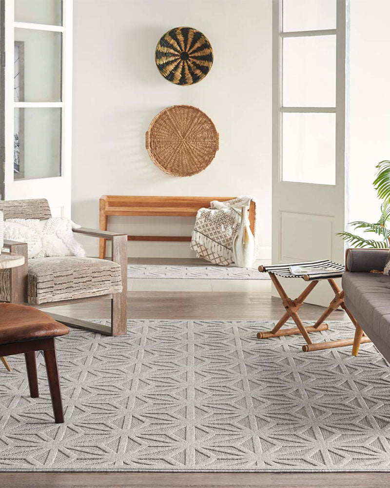 COZUMEL CZM01 INDOOR OUTDOOR LIGHT GREY RUG