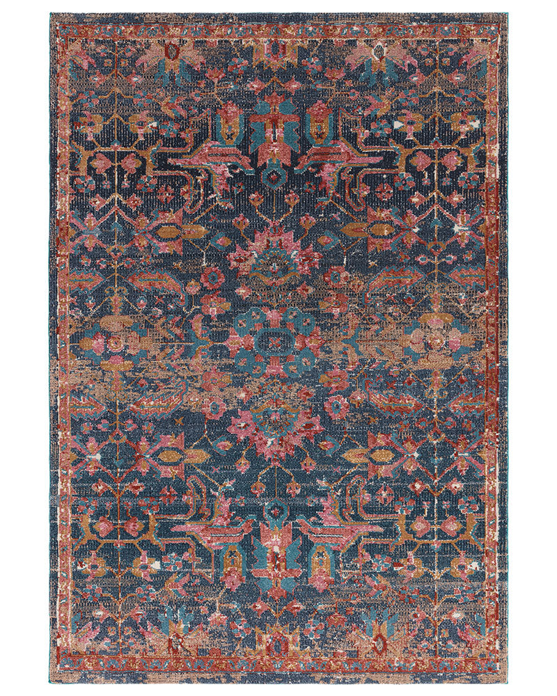 ZOLA EVIN VINTAGE PERSIAN STYLE BLUE TERRACOTTA PINK RUG