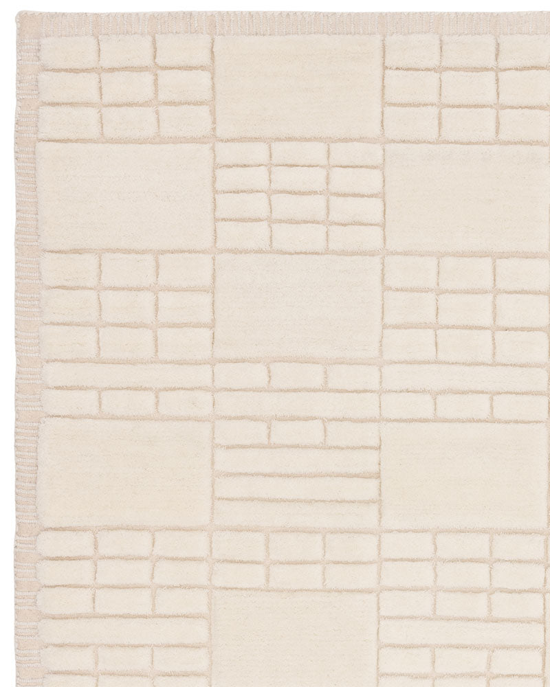 EMPIRE GRID CREAM NEUTRAL 100% NEW ZEALAND WOOL RUG