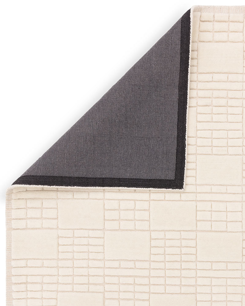 EMPIRE GRID CREAM NEUTRAL 100% NEW ZEALAND WOOL RUG