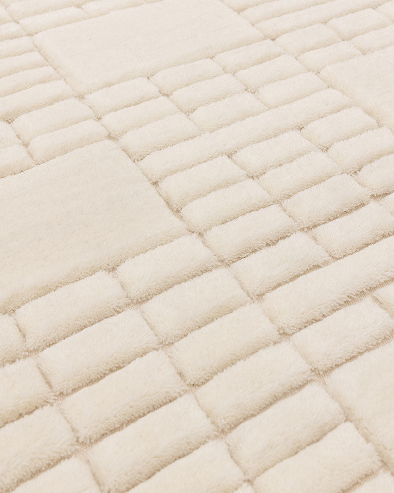 EMPIRE GRID CREAM NEUTRAL 100% NEW ZEALAND WOOL RUG