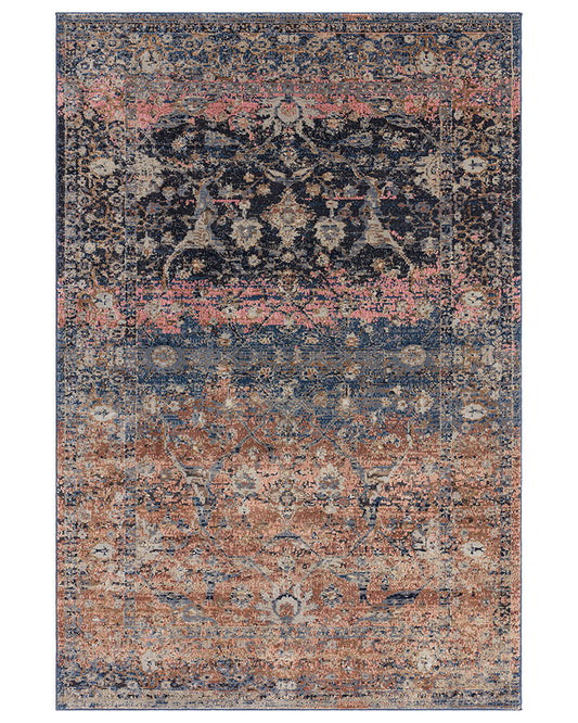 ZOLA FASA VINTAGE PERSIAN STYLE MULTI TERRACOTTA PINK BLUE RUG