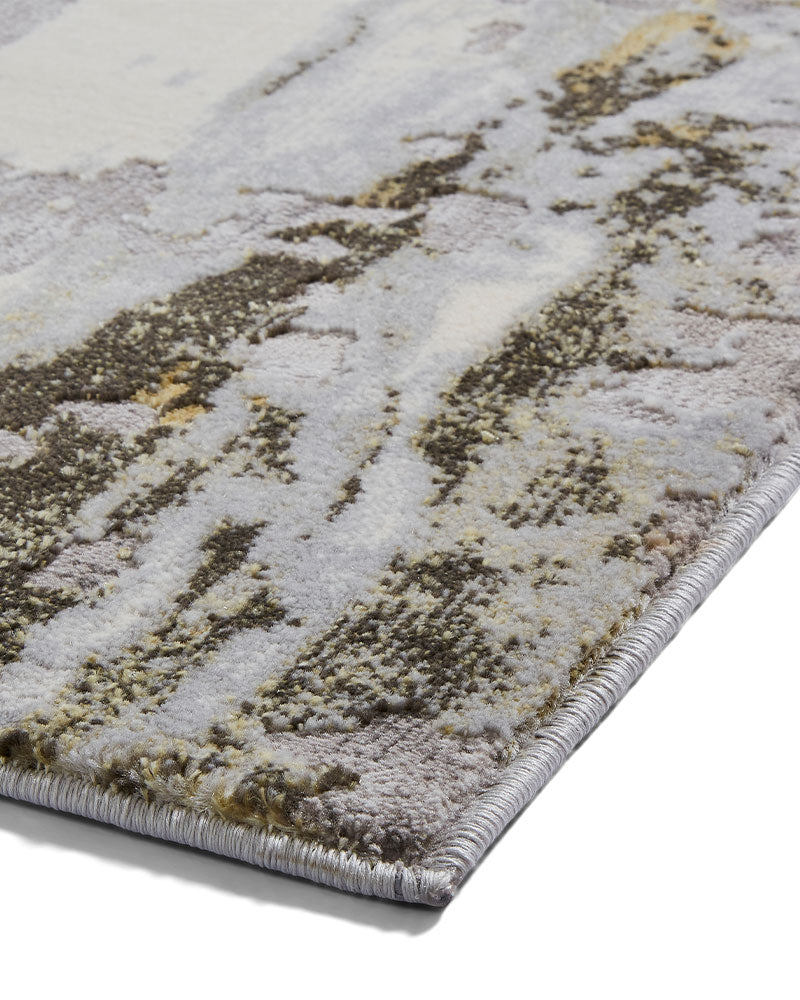 APOLLO GR580 GREY GOLD METALLIC ABSTRACT RUG
