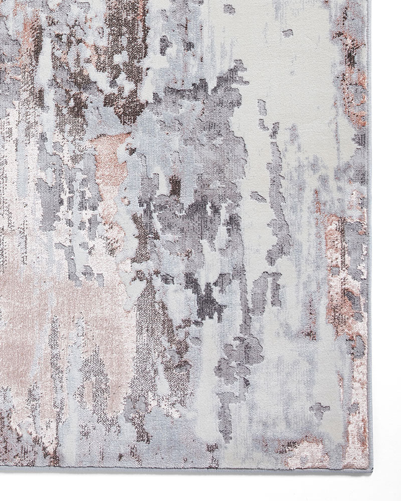 APOLLO GR580 GREY ROSE PINK METALLIC ABSTRACT RUG