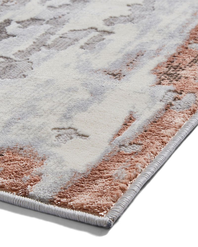 APOLLO GR580 GREY ROSE PINK METALLIC ABSTRACT RUG