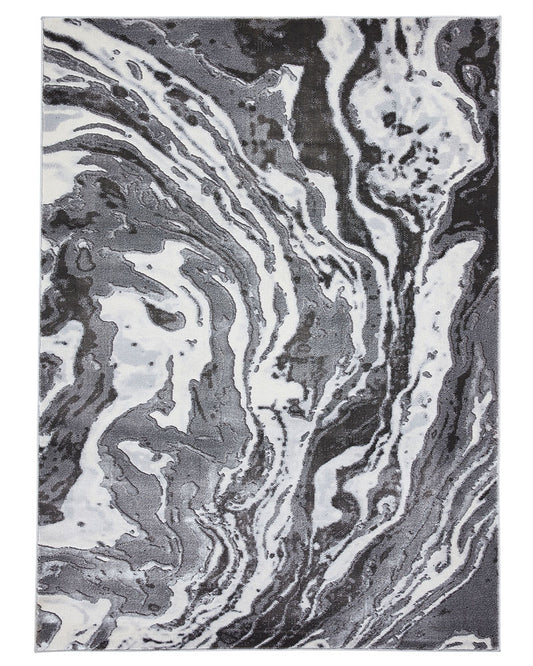 APOLLO GR584 GREY SILVER METALLIC MARBLE RUG