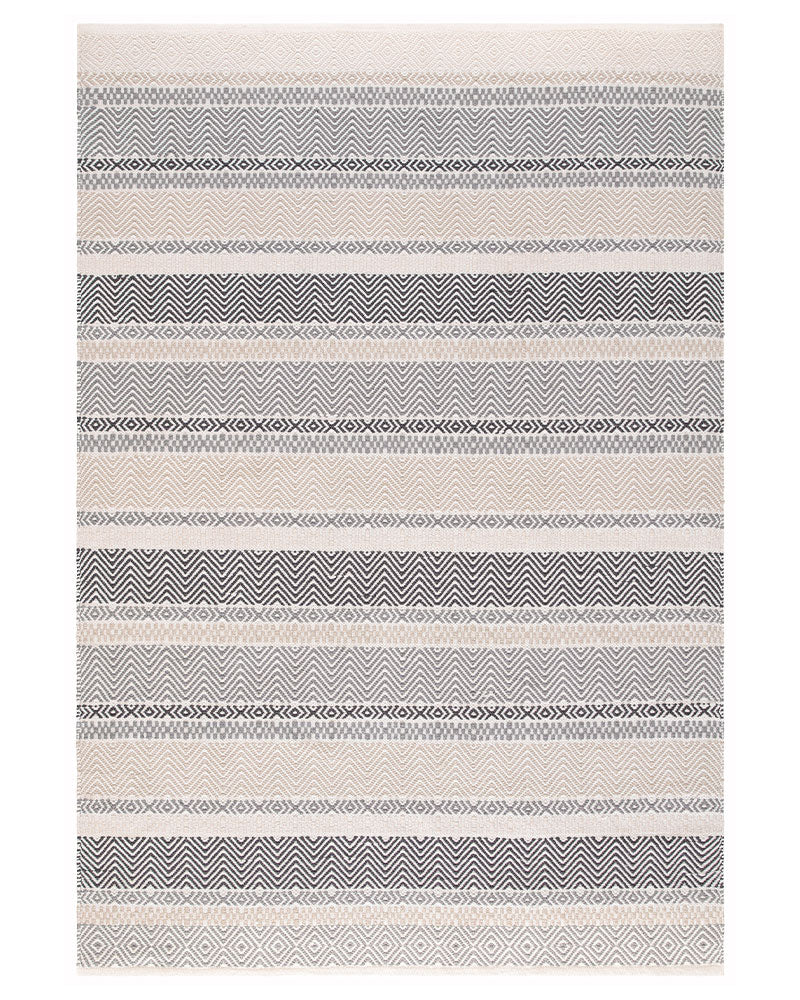 BOARDWALK GREY BEIGE STRIPE INDOOR OUTDOOR FLATWEAVE RUG