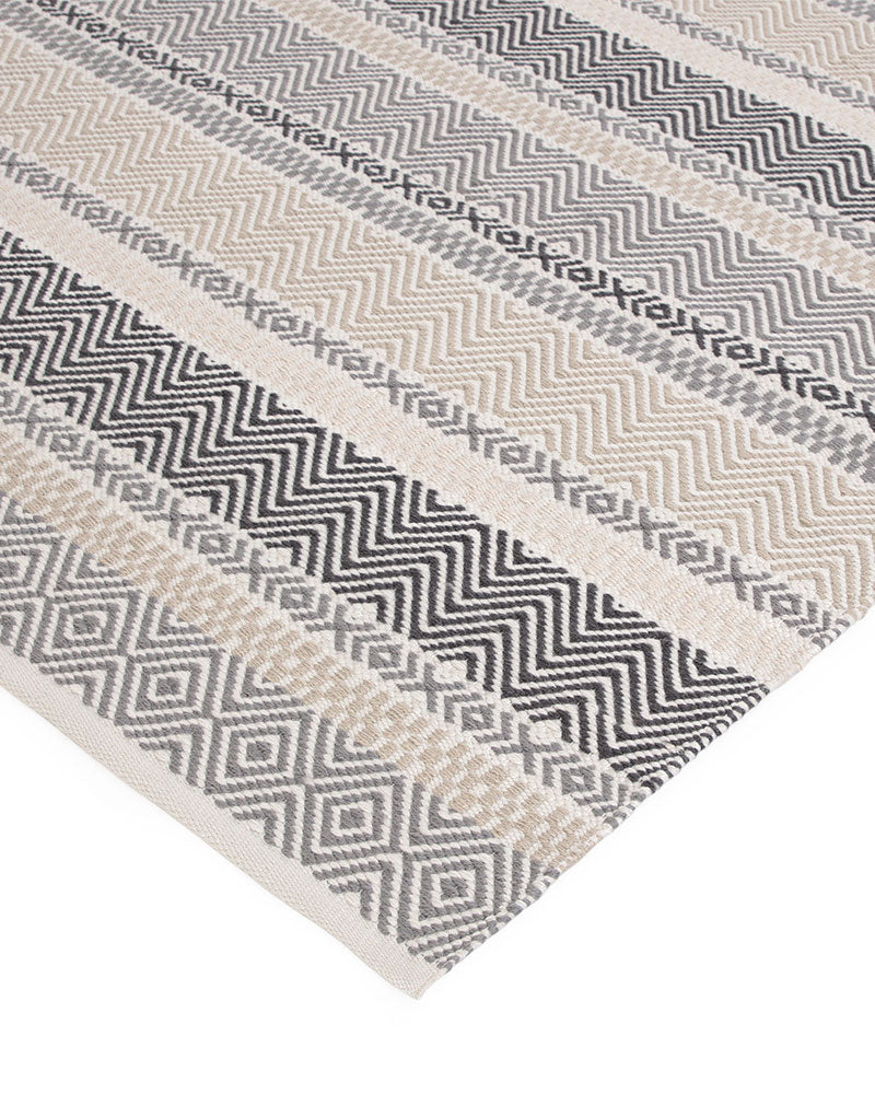 BOARDWALK GREY BEIGE STRIPE INDOOR OUTDOOR FLATWEAVE RUG