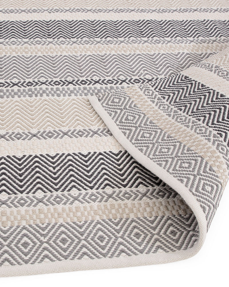 BOARDWALK GREY BEIGE STRIPE INDOOR OUTDOOR FLATWEAVE RUG