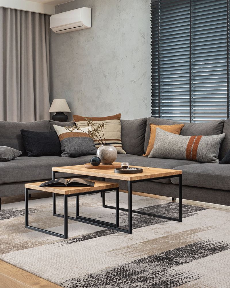 KUZA LINES BEIGE BLACK ABSTACT RUG