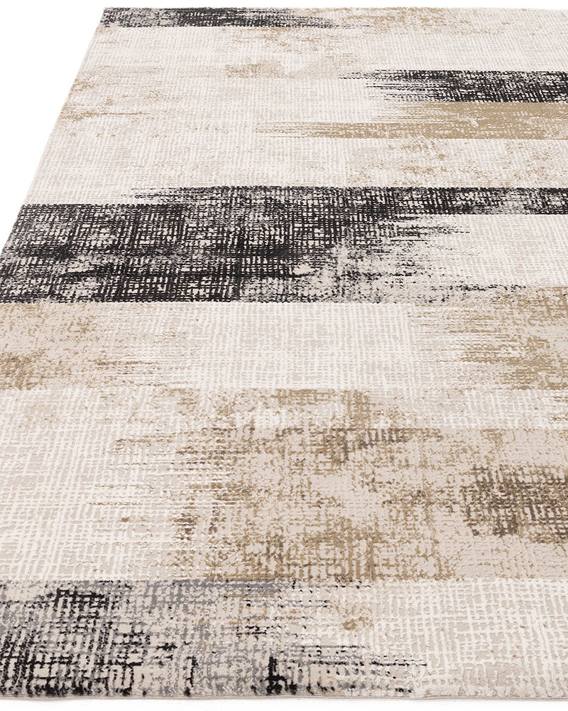 KUZA LINES BEIGE BLACK ABSTACT RUG