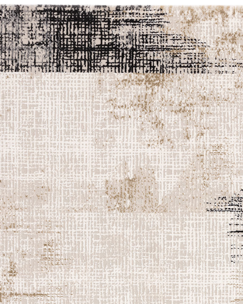 KUZA LINES BEIGE BLACK ABSTACT RUG