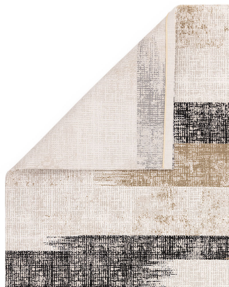 KUZA LINES BEIGE BLACK ABSTACT RUG