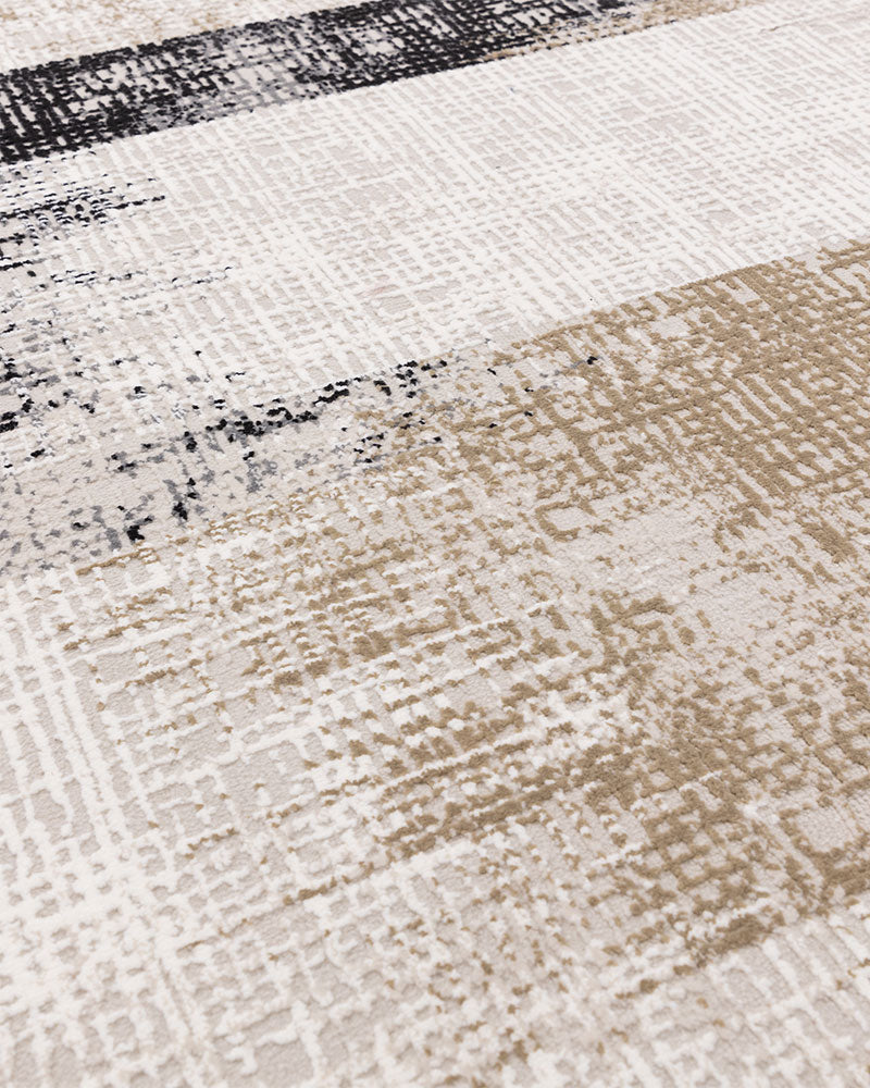 KUZA LINES BEIGE BLACK ABSTACT RUG