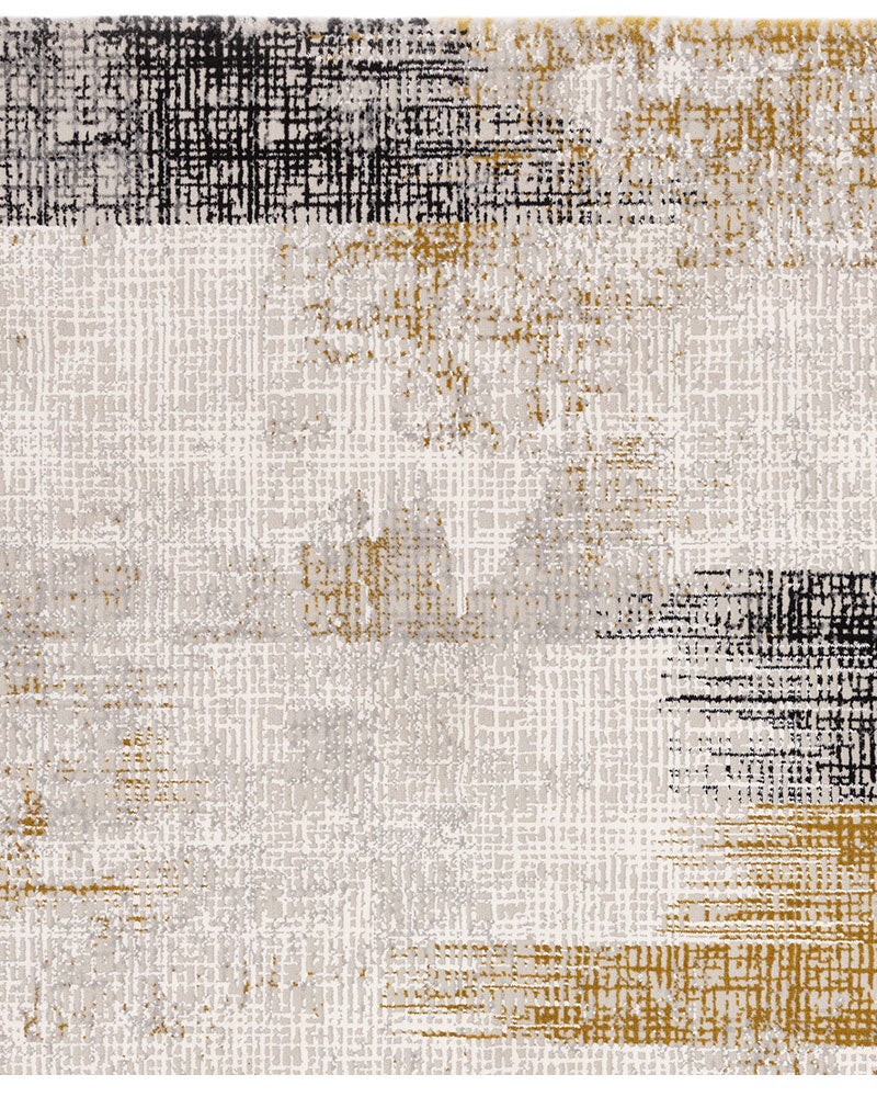 KUZA LINES GOLD BEIGE BLACK ABSTRACT RUG