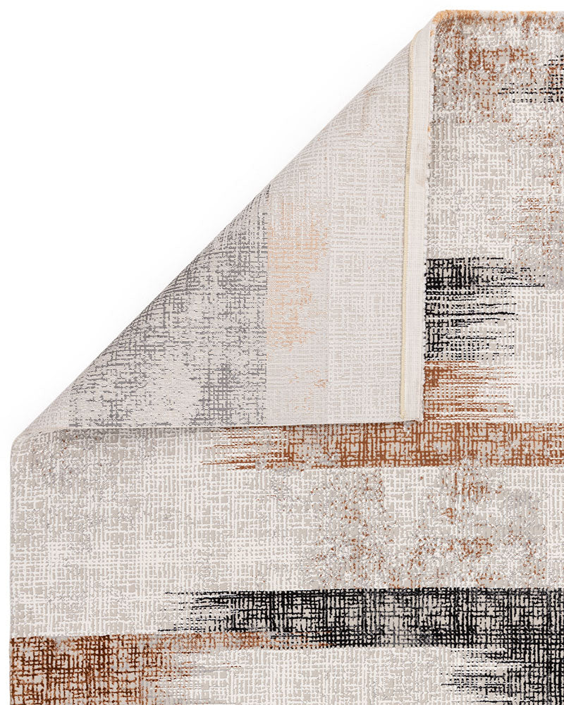 KUZA LINES TERRACOTTA BEIGE BLACK ABSTACT RUG