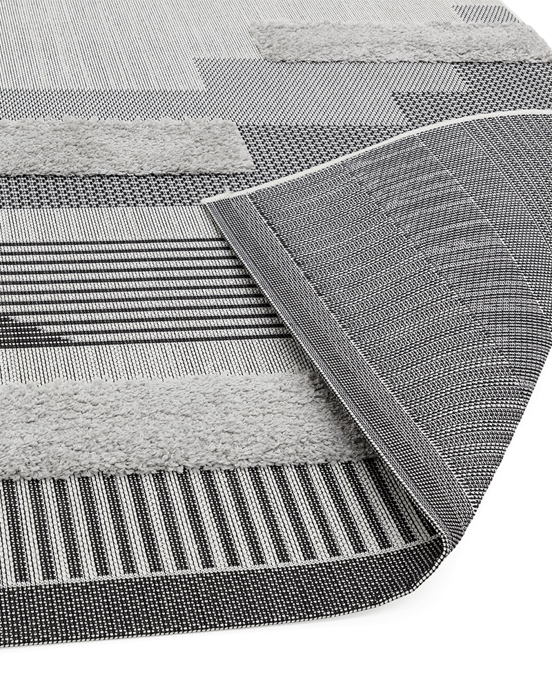 MONTY OUTDOOR RUG MN05 BLACK / GREY GEOMETRIC