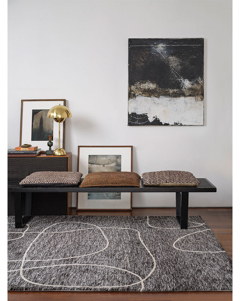 MASON LINEAR BLACK ABSTRACT MODERN RUG