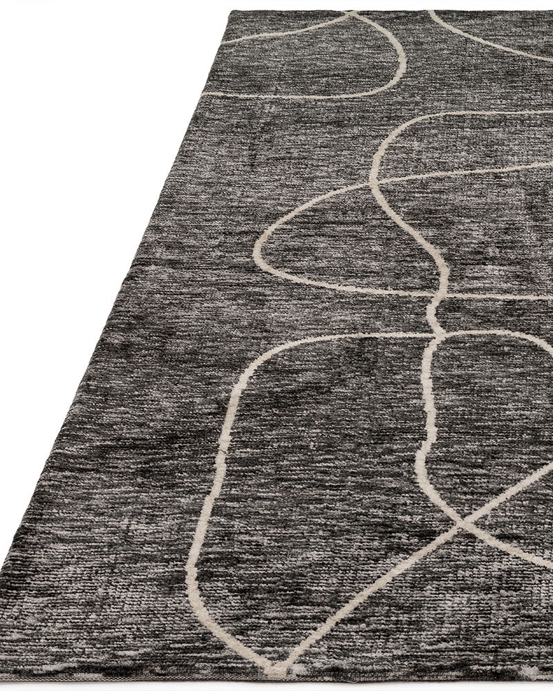 MASON LINEAR BLACK ABSTRACT MODERN RUG