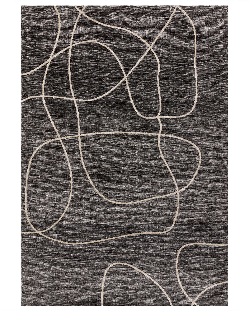 MASON LINEAR BLACK ABSTRACT MODERN RUG