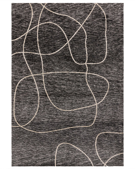 MASON LINEAR BLACK ABSTRACT MODERN RUG