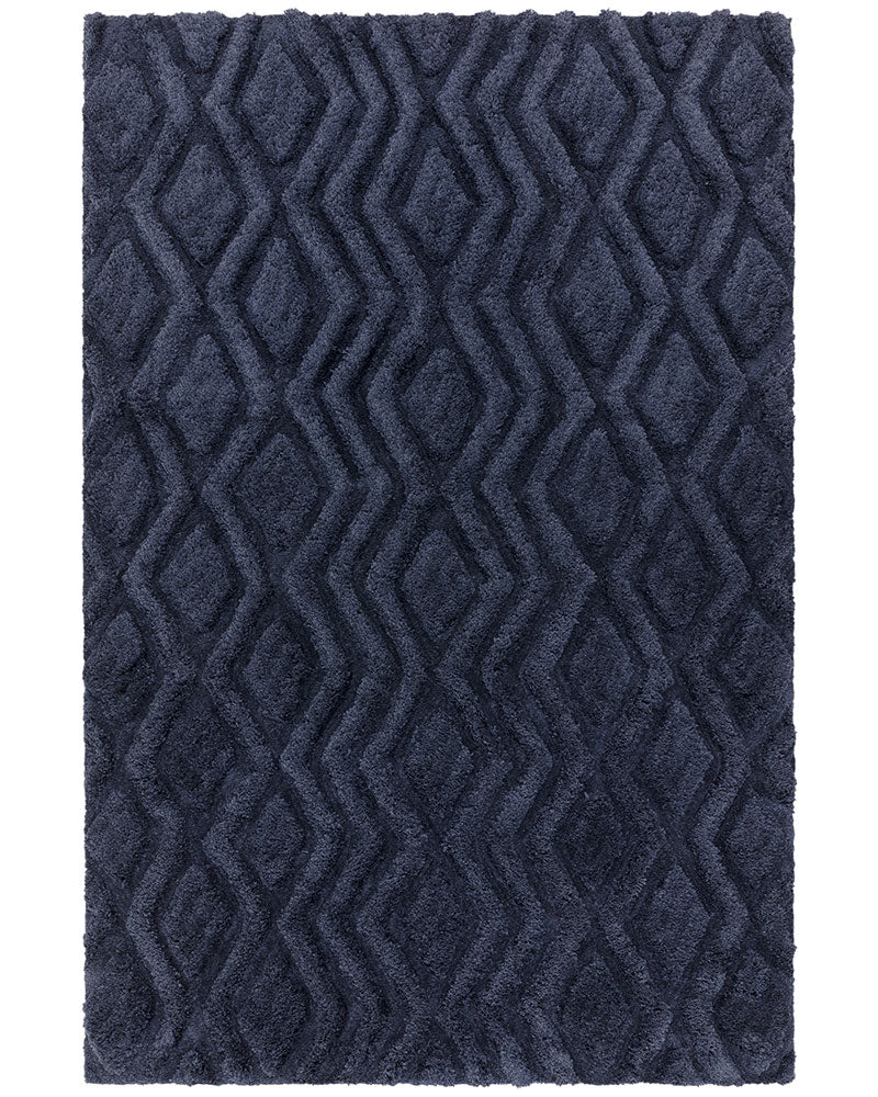 HARRISON NAVY BLUE HIGH LOW SHAGGY RUG