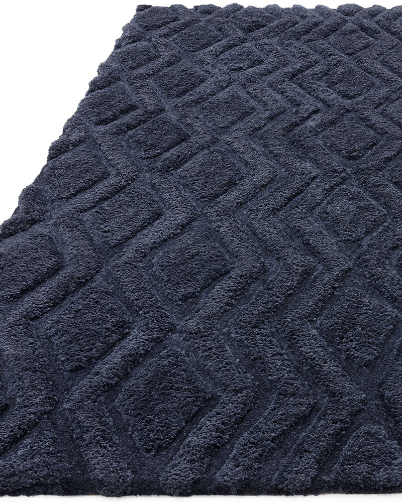 HARRISON NAVY BLUE HIGH LOW SHAGGY RUG