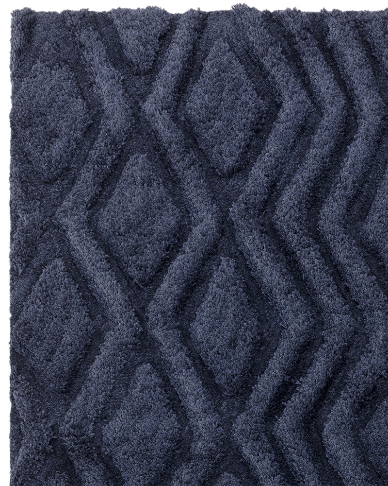HARRISON NAVY BLUE HIGH LOW SHAGGY RUG