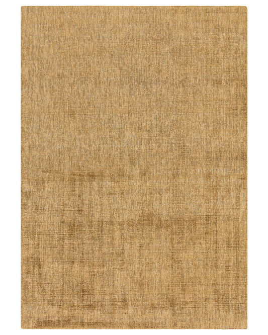 ASTON PLAIN VISCOSE OCHRE DISTRESSED EFFECT SHIMMER RUG