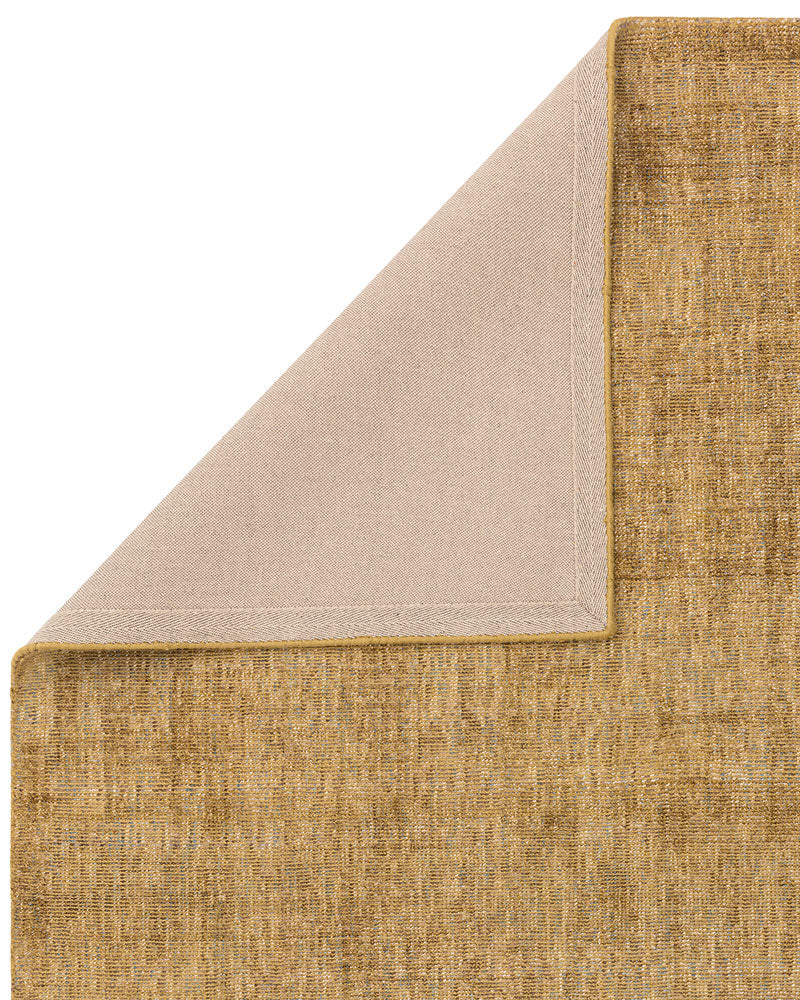 ASTON PLAIN VISCOSE OCHRE DISTRESSED EFFECT SHIMMER RUG