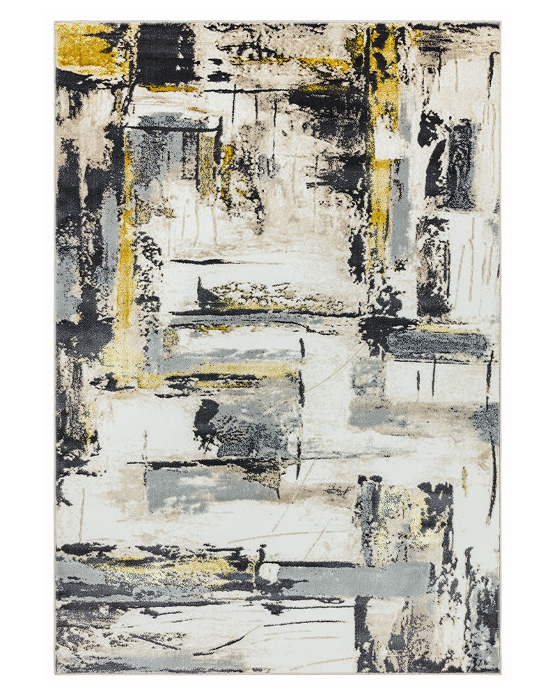 ORION DECOR OR03 YELLOW GREY BEIGE ABSTRACT RUG