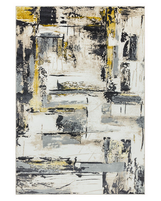 ORION DECOR OR03 YELLOW GREY BEIGE ABSTRACT RUG