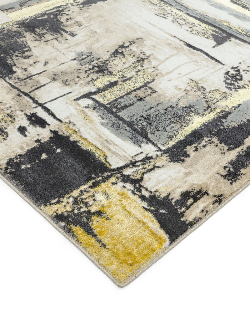 ORION DECOR OR03 YELLOW GREY BEIGE ABSTRACT RUG