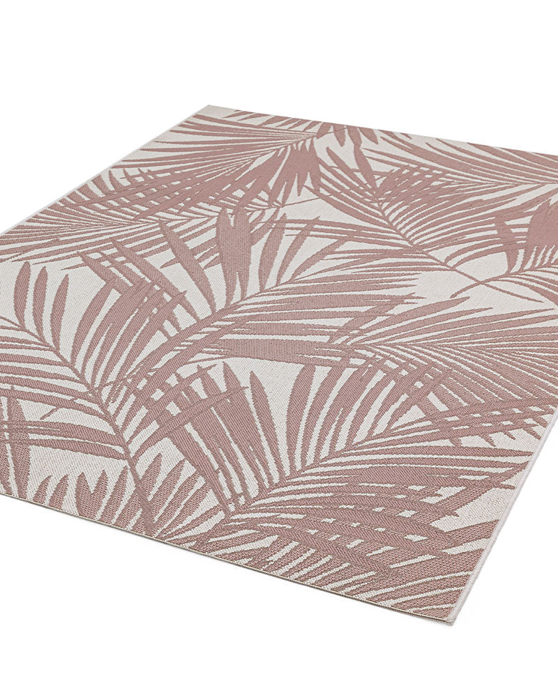 PATIO PAT21 PINK PALM INDOOR OUTDOOR FLATWEAVE RUG