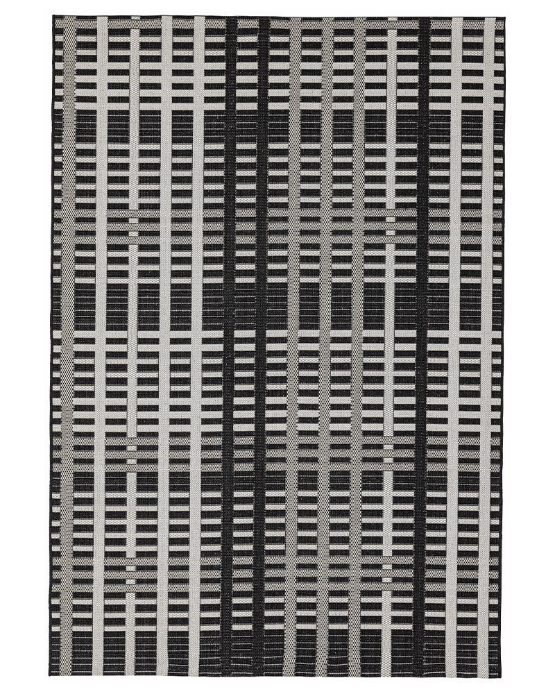 PATIO PAT22 GRID BLACK FLATWEAVE INDOOR OUTDOOR RUG